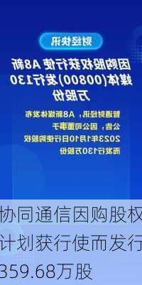 协同通信因购股权计划获行使而发行359.68万股