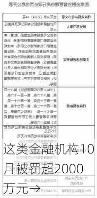 这类金融机构10月被罚超2000万元→