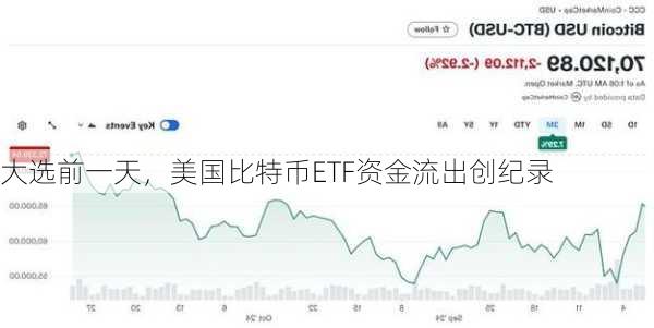 大选前一天，美国比特币ETF资金流出创纪录