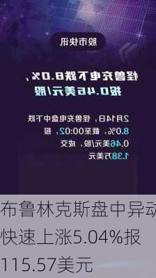 布鲁林克斯盘中异动 快速上涨5.04%报115.57美元