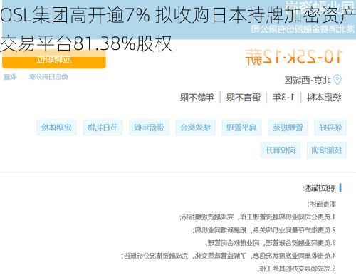 OSL集团高开逾7% 拟收购日本持牌加密资产交易平台81.38%股权