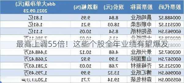 最高上调55倍！这些个股全年业绩有望爆发