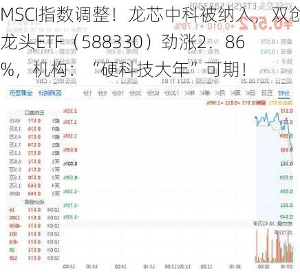 MSCI指数调整！龙芯中科被纳入，双创龙头ETF（588330）劲涨2．86%，机构：“硬科技大年”可期！