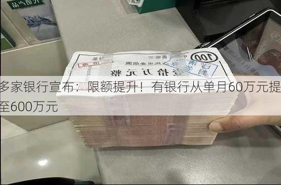 多家银行宣布：限额提升！有银行从单月60万元提至600万元