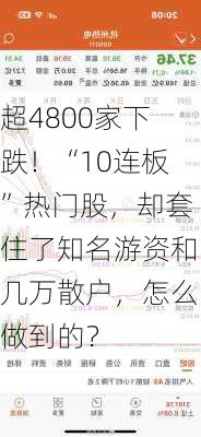 超4800家下跌！“10连板”热门股，却套住了知名游资和几万散户，怎么做到的？