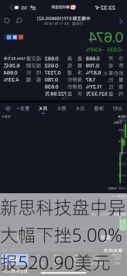 新思科技盘中异动 大幅下挫5.00%报520.90美元