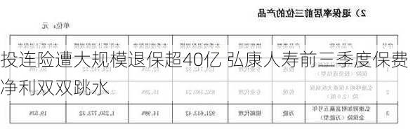 投连险遭大规模退保超40亿 弘康人寿前三季度保费净利双双跳水