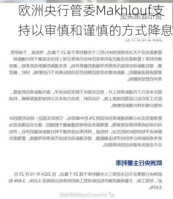 欧洲央行管委Makhlouf支持以审慎和谨慎的方式降息