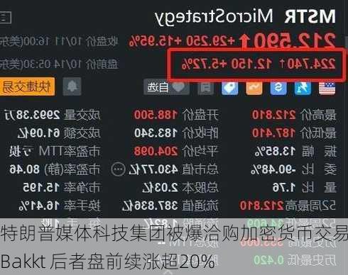 特朗普媒体科技集团被爆洽购加密货币交易平台Bakkt 后者盘前续涨超20%