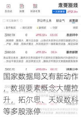 国家数据局又有新动作，数据要素概念大幅拉升，拓尔思、天娱数科等多股涨停