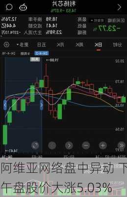 阿维亚网络盘中异动 下午盘股价大涨5.03%