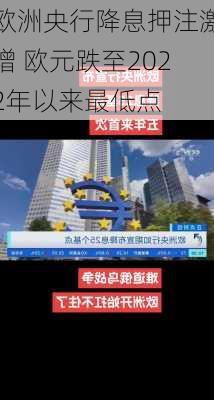 欧洲央行降息押注激增 欧元跌至2022年以来最低点