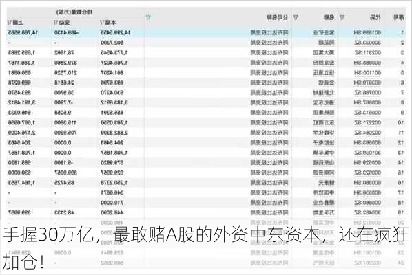 手握30万亿，最敢赌A股的外资中东资本，还在疯狂加仓！