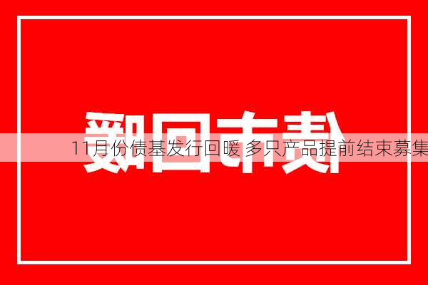 11月份债基发行回暖 多只产品提前结束募集