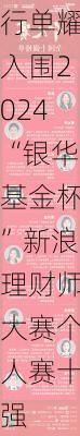 交通银行单耀入围2024“银华基金杯”新浪理财师大赛个人赛十强