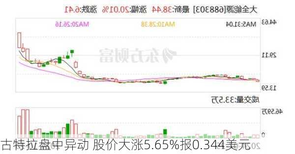 古特拉盘中异动 股价大涨5.65%报0.344美元