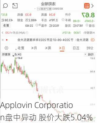 Applovin Corporation盘中异动 股价大跌5.04%