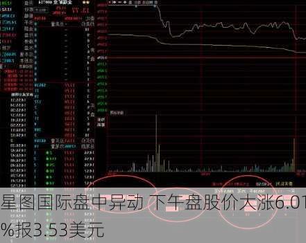 星图国际盘中异动 下午盘股价大涨6.01%报3.53美元