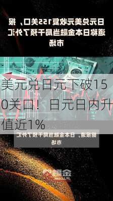 美元兑日元下破150关口！日元日内升值近1%