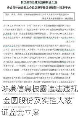 涉嫌信息披露违法违规 金圆股份及实控人被证监会立案