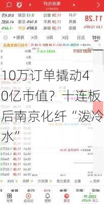 10万订单撬动40亿市值？十连板后南京化纤“泼冷水”