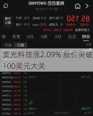 美光科技涨2.09% 股价突破100美元大关