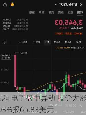 先科电子盘中异动 股价大涨5.03%报65.83美元