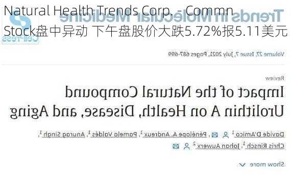 Natural Health Trends Corp. - Commn Stock盘中异动 下午盘股价大跌5.72%报5.11美元