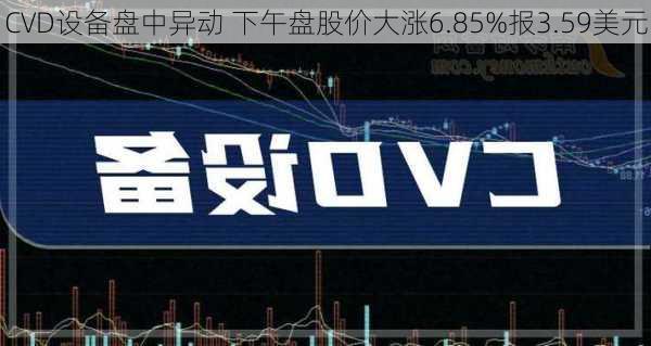 CVD设备盘中异动 下午盘股价大涨6.85%报3.59美元