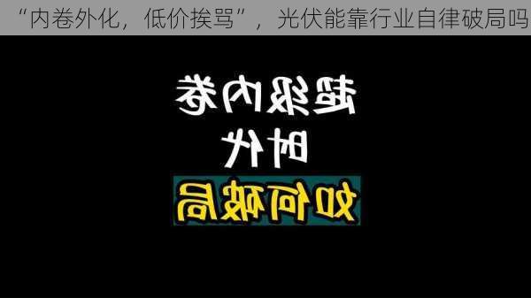 “内卷外化，低价挨骂”，光伏能靠行业自律破局吗？