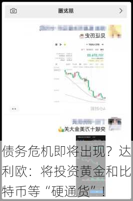 债务危机即将出现？达利欧：将投资黄金和比特币等“硬通货”！