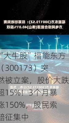 “大牛股”福能东方（300173）突然被立案，股价大跌超15%！3个月暴涨150%，股民索赔征集中