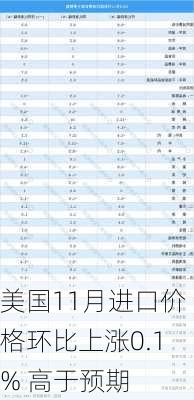 美国11月进口价格环比上涨0.1% 高于预期